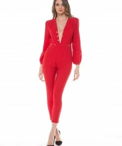 Why Dress V-NECK STUD DETAIL JUMPSUIT JUMPSUITS