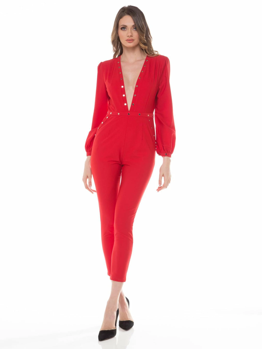 Why Dress V-NECK STUD DETAIL JUMPSUIT JUMPSUITS 3 Why Dress V-NECK STUD DETAIL JUMPSUIT JUMPSUITS