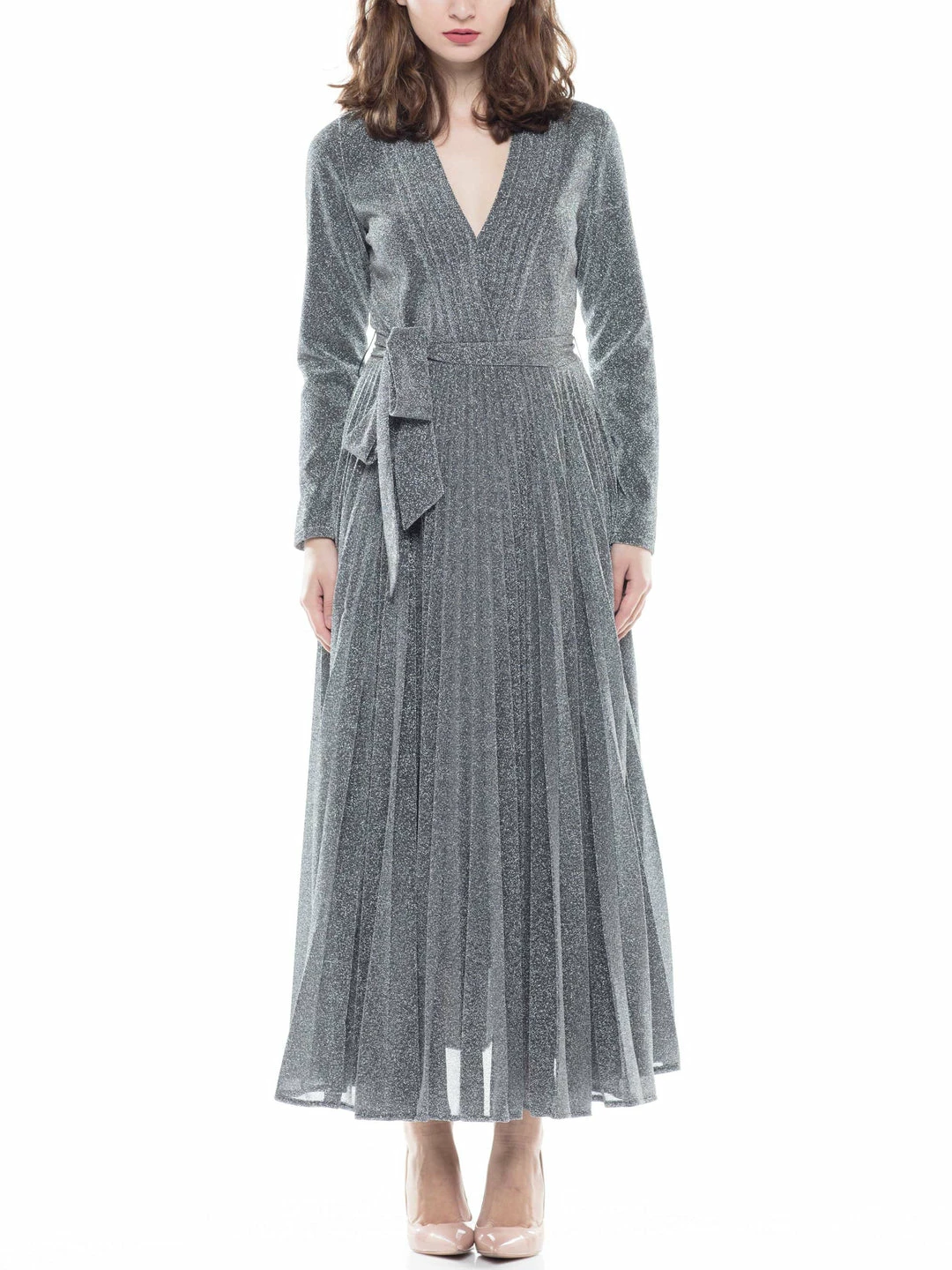 Why Dress Metallic Fabric Pleated Dress DRESSES 17 Why Dress Metallic Fabric Pleated Dress DRESSES