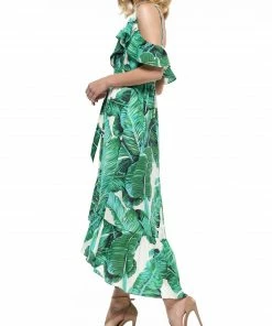 Why Dress DRESSES Tropical Printed Off The Shoulder Hilo Dress