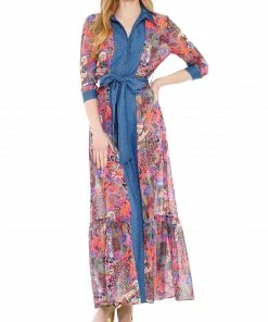 Why Dress DRESSES Print Mixed Media Shirt Dress