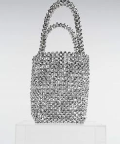 Why Dress Women Beaded Bag Silver Acrylic Tote Bags SALE