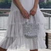 Why Dress Women Beaded Bag Silver Acrylic Tote Bags SALE