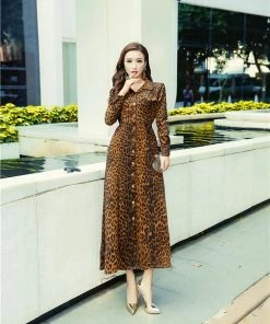 Why Dress DRESSES SATIN LEOPARD BUTTON DETAIL MIDI DRESS