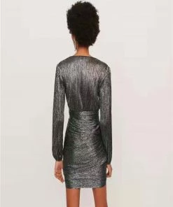 Why Dress DRESSES STRIPED METALLIC KNITTED MINI DRESS