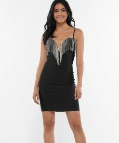 Why Dress OFF THE-SHOULDER STRAP FRINGE BUSTIER