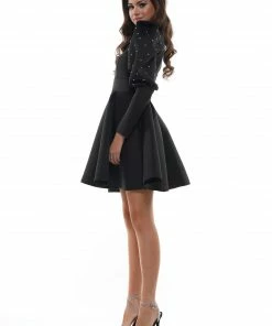 Why Dress HIGH NECK PUFF SLEEVE CHIFFON MINI DRESS