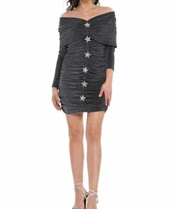 Why Dress Ruched Off The Shoulder Mini Dress DRESSES