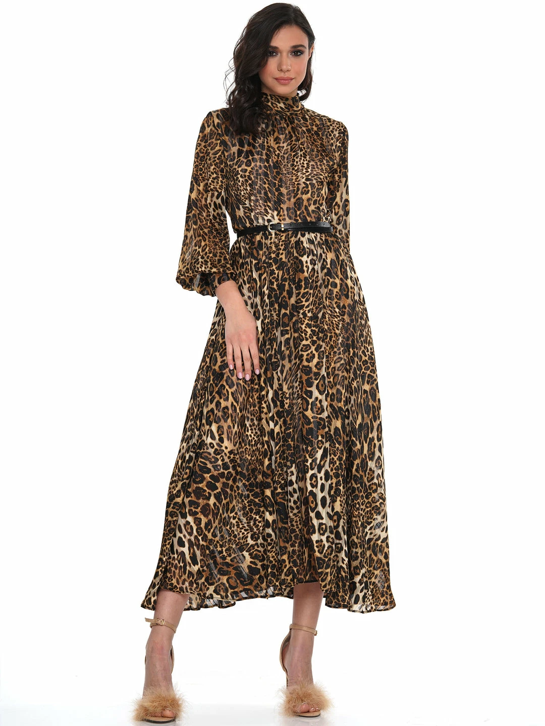 Why Dress LEOPARD BELTED PLEATS MINI DRESS 3 Why Dress LEOPARD BELTED PLEATS MINI DRESS