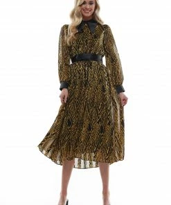 Why Dress SQUARE NECK TIE WAIST MIDI DRESS