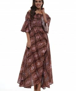 Why Dress DRESSES LEOPARD OFF SHOULDER SHIRRING DETAIL MAXI DRESS 9 Why Dress DRESSES LEOPARD OFF SHOULDER SHIRRING DETAIL MAXI DRESS