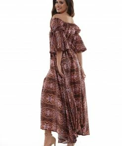 Why Dress DRESSES LEOPARD OFF SHOULDER SHIRRING DETAIL MAXI DRESS 8 Why Dress DRESSES LEOPARD OFF SHOULDER SHIRRING DETAIL MAXI DRESS