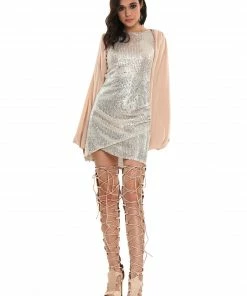 Why Dress DRESSES CHIFFON PUFF SLEEVE SEQUIN MINI DRESS
