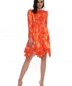 Why Dress DRESSES CUT OUT FLAME PRINT MINI DRESS