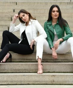 Why Dress LEATHER ASYMMETRICAL ZIPPED BIKER BOMER JACKET OUTERWEAR