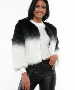 Why Dress TWO TONE FAUX FUR CROP JACKET OUTERWEAR