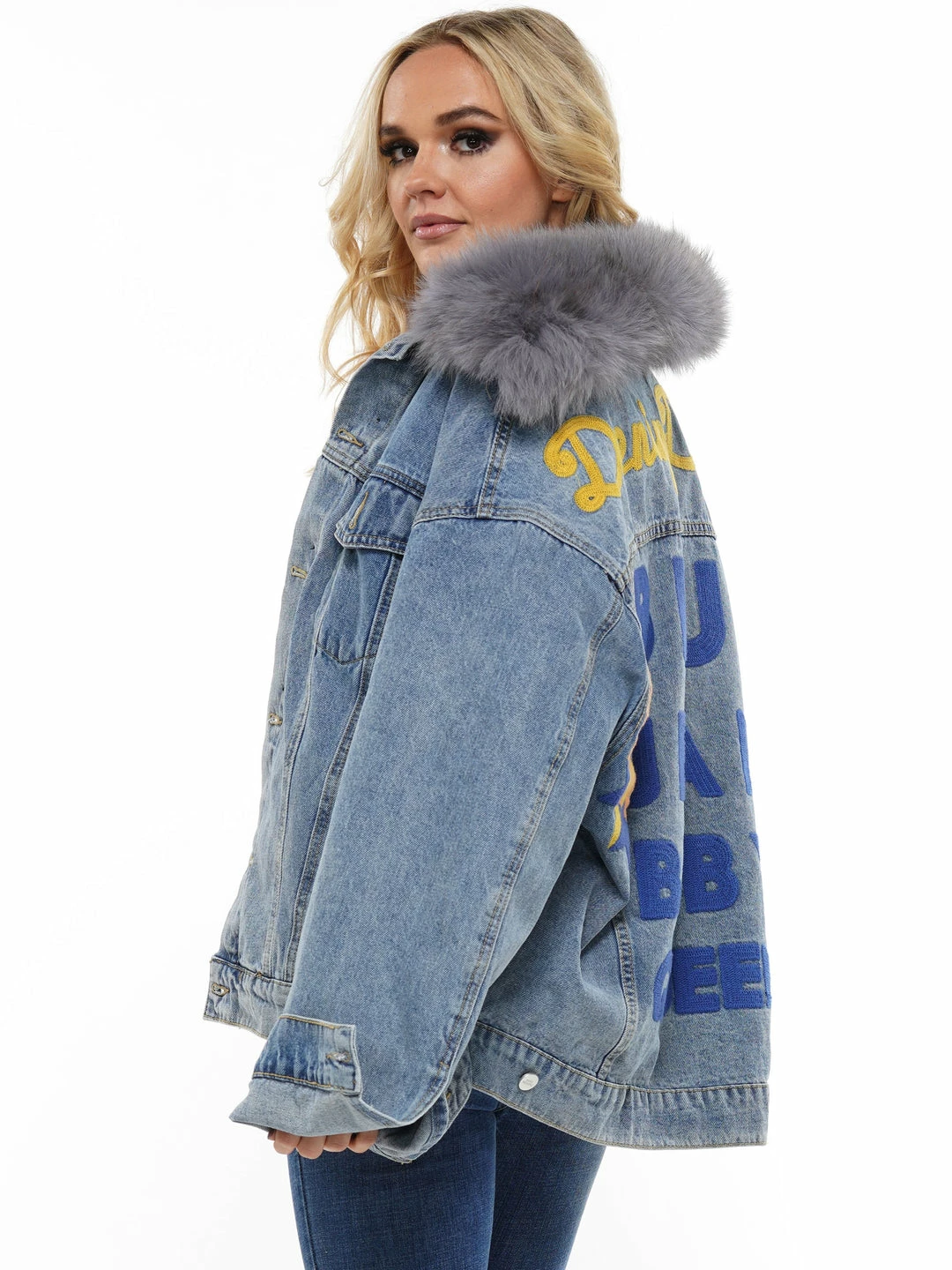 Why Dress DENIM JACKET WITH FAUX FUR OUTERWEAR 4 Why Dress DENIM JACKET WITH FAUX FUR OUTERWEAR