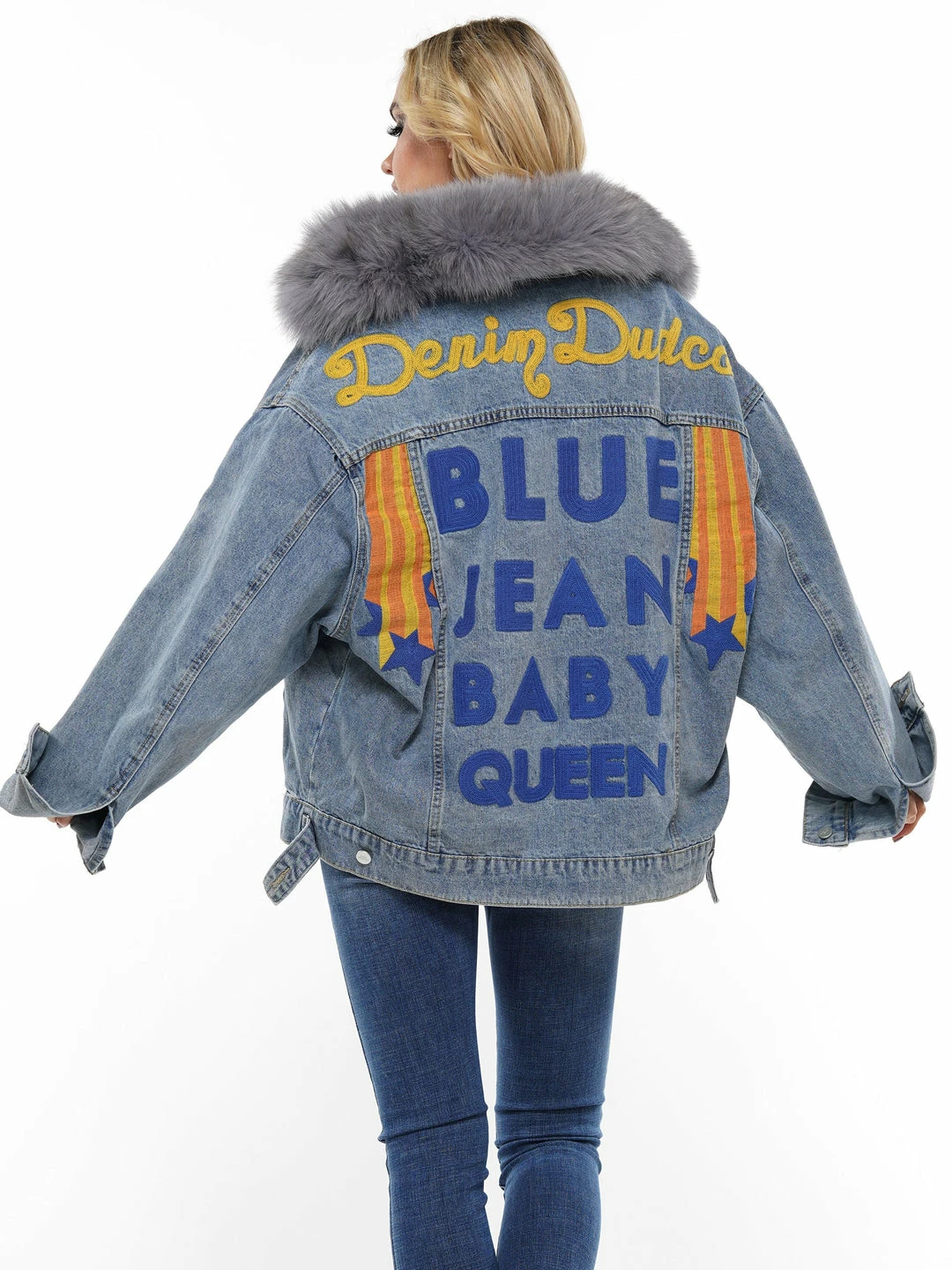 Why Dress DENIM JACKET WITH FAUX FUR OUTERWEAR 5 Why Dress DENIM JACKET WITH FAUX FUR OUTERWEAR