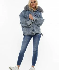 Why Dress DENIM JACKET WITH FAUX FUR OUTERWEAR 9 Why Dress DENIM JACKET WITH FAUX FUR OUTERWEAR