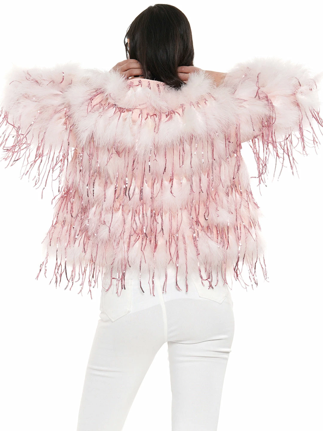 Why Dress SEQUIN FURRY FRINGE DETAIL JACKET 5 Why Dress SEQUIN FURRY FRINGE DETAIL JACKET