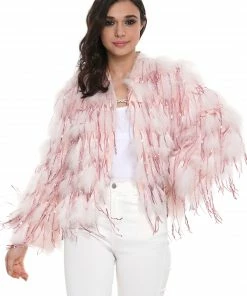 Why Dress SEQUIN FURRY FRINGE DETAIL JACKET
