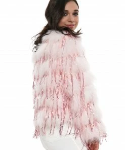 Why Dress SEQUIN FURRY FRINGE DETAIL JACKET