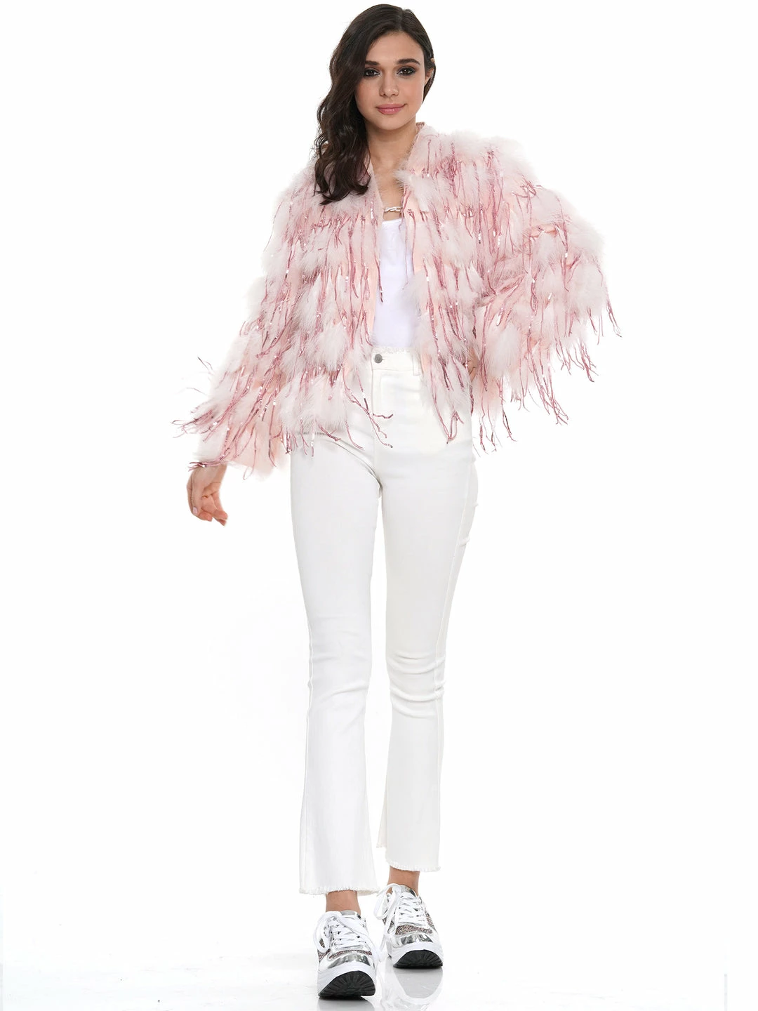 Why Dress SEQUIN FURRY FRINGE DETAIL JACKET 6 Why Dress SEQUIN FURRY FRINGE DETAIL JACKET