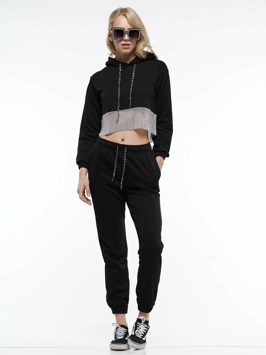 Why Dress BOTTOMS JEWELED CROP JOGGER SUIT 3 Why Dress BOTTOMS JEWELED CROP JOGGER SUIT