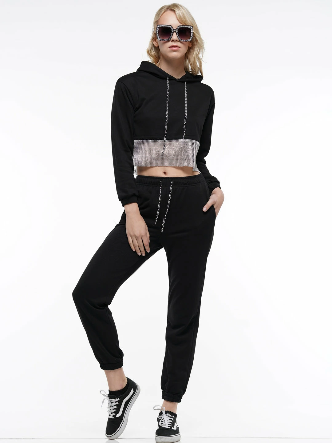 Why Dress BOTTOMS JEWELED CROP JOGGER SUIT 4 Why Dress BOTTOMS JEWELED CROP JOGGER SUIT