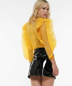 Why Dress BODYSUITS Ruffled Lace Perspective Long Sleeve Bodysuit 30 Why Dress BODYSUITS Ruffled Lace Perspective Long Sleeve Bodysuit