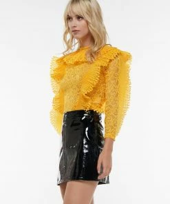 Why Dress BODYSUITS Ruffled Lace Perspective Long Sleeve Bodysuit 32 Why Dress BODYSUITS Ruffled Lace Perspective Long Sleeve Bodysuit