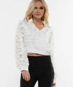 Why Dress PETAL TRIM SHORT BLOUSE TOP 20 Why Dress PETAL TRIM SHORT BLOUSE TOP