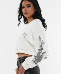 Why Dress EMBROIDERY SLEEVE TIERED DETAIL COTTON CROP TOP