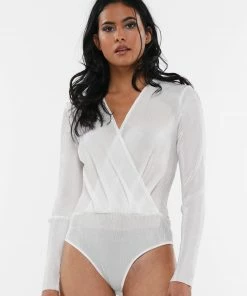 Why Dress STRIPED FABRIC CROSS FRONT BODYSUIT 25 Why Dress STRIPED FABRIC CROSS FRONT BODYSUIT