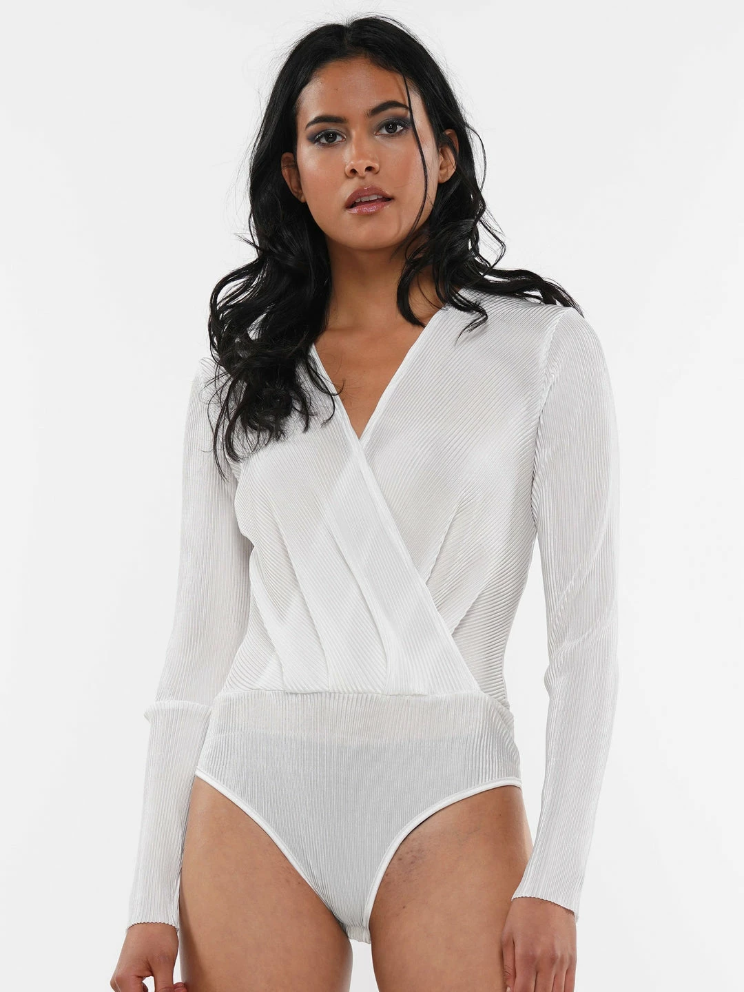 Why Dress STRIPED FABRIC CROSS FRONT BODYSUIT 14 Why Dress STRIPED FABRIC CROSS FRONT BODYSUIT