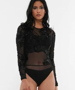 Why Dress EMBROIDERY LACE CHIFFON SEE-THROUGH BODYSUIT JUMPSUITS 17 Why Dress EMBROIDERY LACE CHIFFON SEE-THROUGH BODYSUIT JUMPSUITS