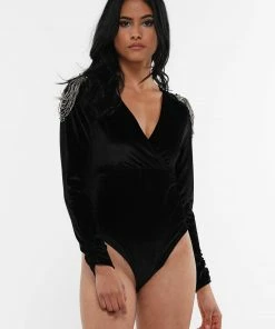 Why Dress VELVETEEN FRINGE SHOULDER BODYSUIT BODYSUITS 17 Why Dress VELVETEEN FRINGE SHOULDER BODYSUIT BODYSUITS