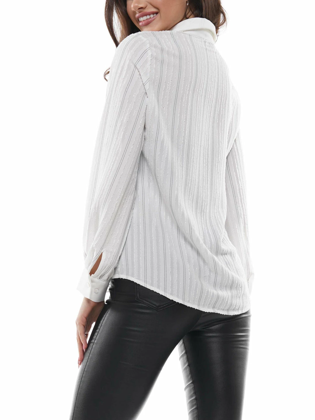 Why Dress TOPS Pinstripe Button Up Long Sleeve Blouse 5 Why Dress TOPS Pinstripe Button Up Long Sleeve Blouse