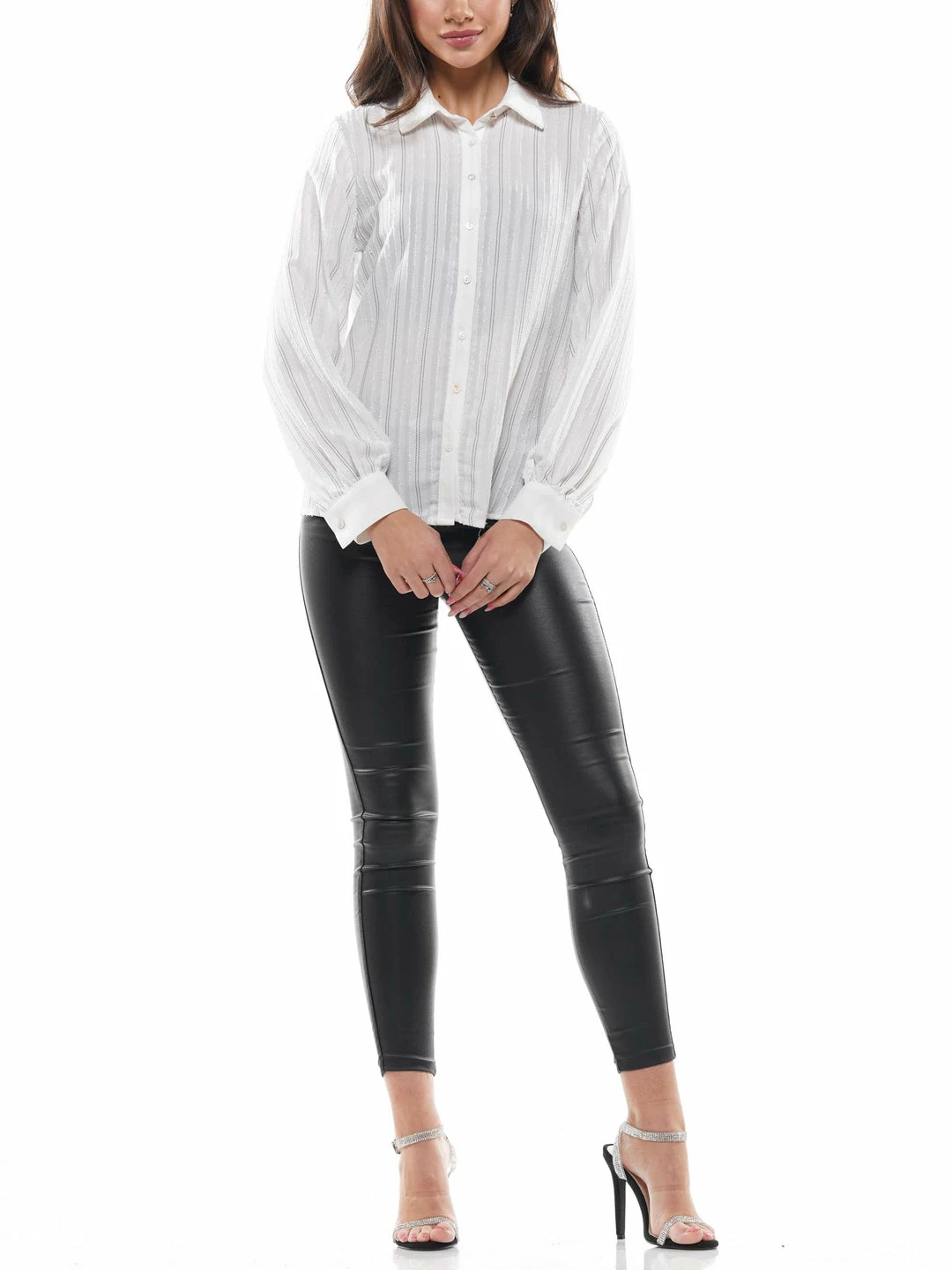 Why Dress TOPS Pinstripe Button Up Long Sleeve Blouse 6 Why Dress TOPS Pinstripe Button Up Long Sleeve Blouse