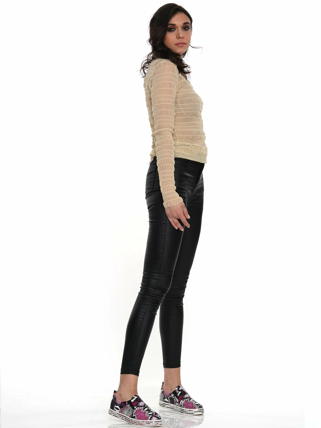 Why Dress TOPS See-Through Rippled Long Sleeve 7 Why Dress TOPS See-Through Rippled Long Sleeve