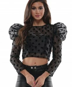 Why Dress Polka Dot Puffy Shoulder Long Sleeve