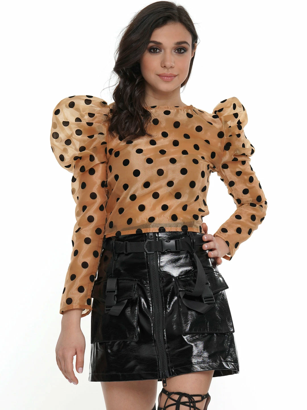 Why Dress Polka Dot Puffy Shoulder Long Sleeve 13 Why Dress Polka Dot Puffy Shoulder Long Sleeve