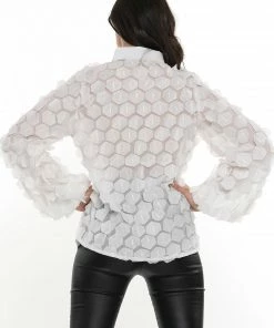 Why Dress TOPS Puffy Hex Sheer Long Sleeve 15 Why Dress TOPS Puffy Hex Sheer Long Sleeve