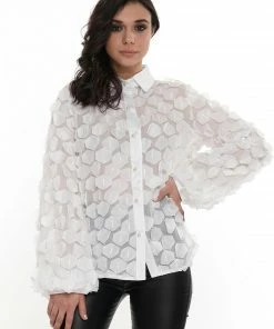Why Dress TOPS Puffy Hex Sheer Long Sleeve 17 Why Dress TOPS Puffy Hex Sheer Long Sleeve