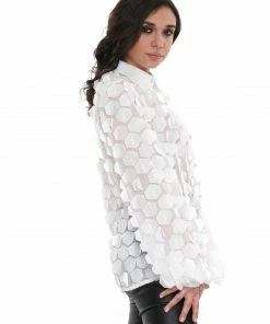 Why Dress TOPS Puffy Hex Sheer Long Sleeve 14 Why Dress TOPS Puffy Hex Sheer Long Sleeve