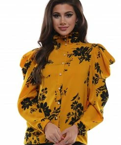 Why Dress Floral Silhouette Button Up TOPS