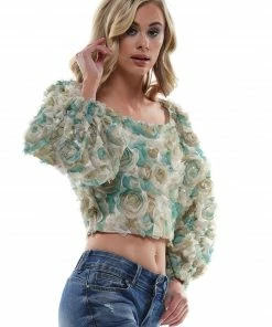 Why Dress TOPS Floral Cotton Candy Crop Top