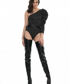 Why Dress Cold Shoulder Puffy Sleeve Body Suit BODYSUITS 13 Why Dress Cold Shoulder Puffy Sleeve Body Suit BODYSUITS