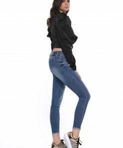 Why Dress Patch Diamond Detail Long Sleeve TOPS