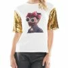 Why Dress Sunglass Girl Patch With Sequin Sleeve T-shirt 1 Why Dress Sunglass Girl Patch With Sequin Sleeve T-shirt